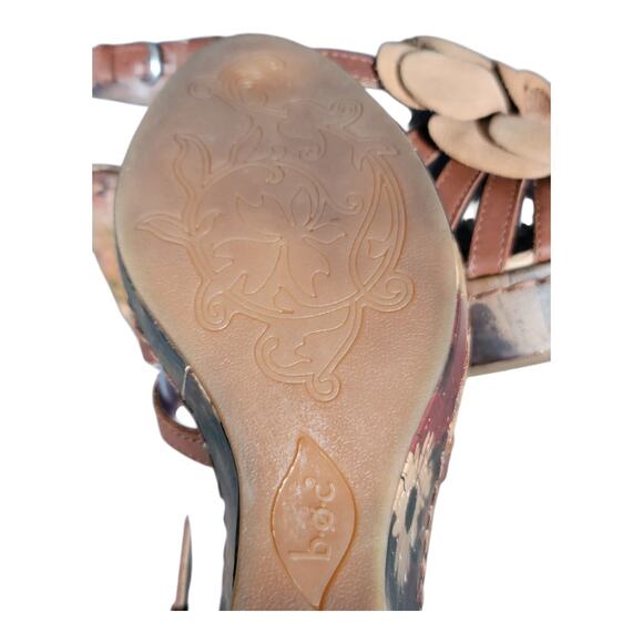 BOC Born Concept Women's Leather Floral Platform Slingback Sandals Brown Sz 7 - Picture 8 of 12